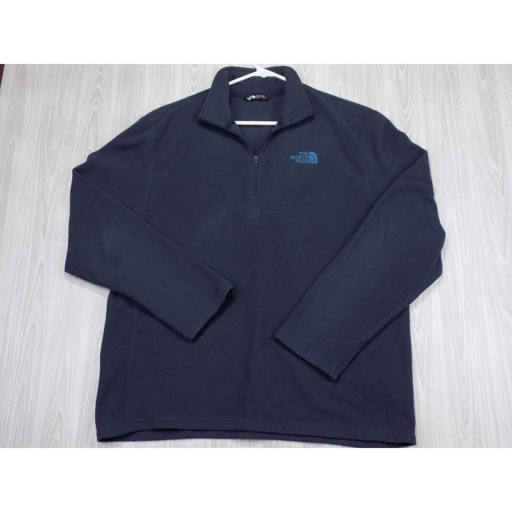 The North Face Mens Large Navy Blue Quarter Zip Fleece Pullover Sweater L